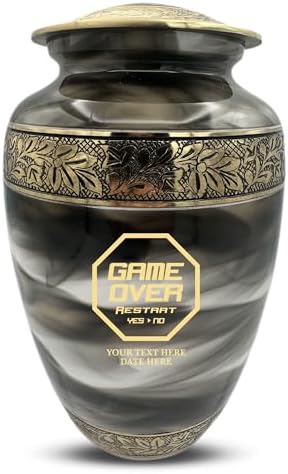 Custom Cremation Urn for Gamers Gold Engraved Design Suzesta Series