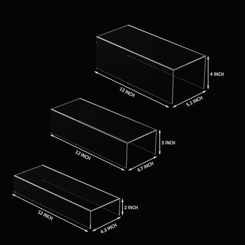 Clear Riser Display Shelf 3pcs Acrylic Storage Organizer for Figures Bags Shoes