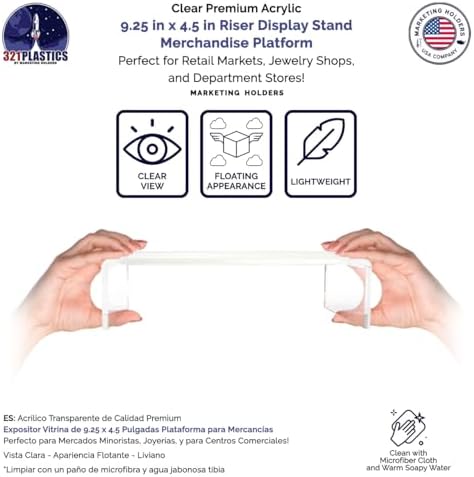Marketing Holders 4 Pack Acrylic Riser Display Stand Rectangular Clear Showcase for Collectibles