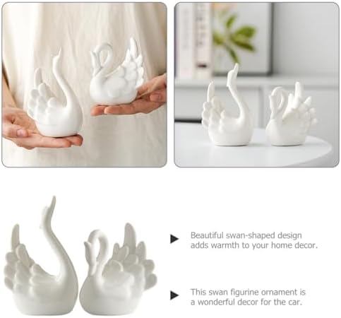 Kichvoe Swan Sculpture Decor 2pcs Ceramic Figurine Couple Table Decorations