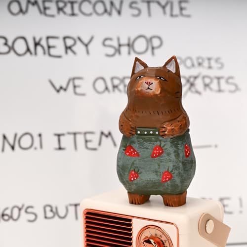 Funny Animals Figurines Handmade Wooden Sculpture for Home Decor