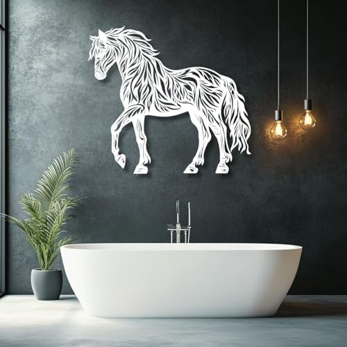 Flewfar Horse Wall Art Metal Steed Sculpture 19x19 Inch Unframed Decor