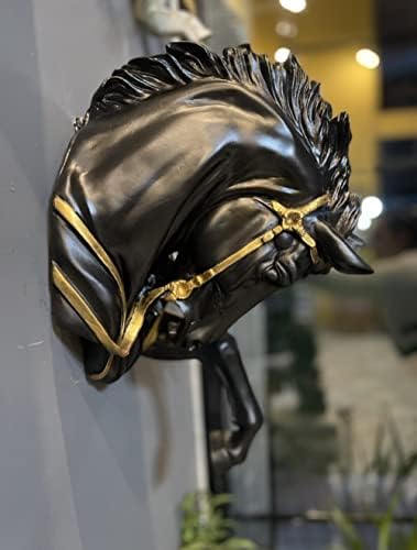 48cm Black Horse Wall Sculpture Decor