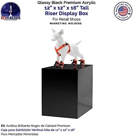 Glossy Black Acrylic Display Box 2 Pack 16 Inch Tall