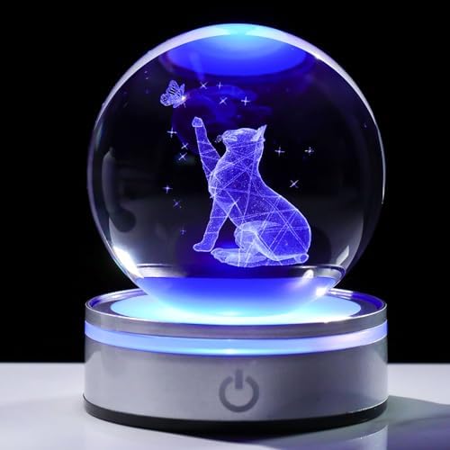 3D Crystal Cat Ball - Home Decor Night Light for Her Him
