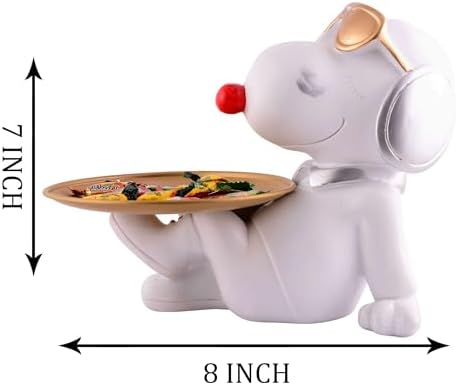 White Resin Dog Statue Home Decor Showpiece 8 Inches