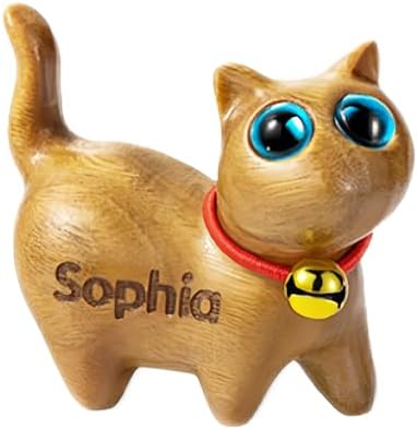 Custom Small Cute Cat Wooden Sculptures Handmade Decor