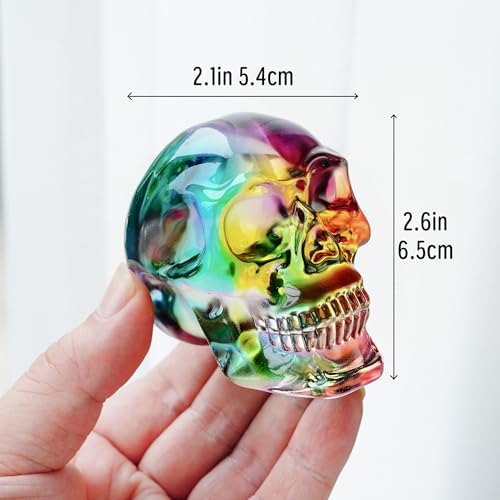 3 Inch Multi-Color Crystal Skull Statue for Home Decor