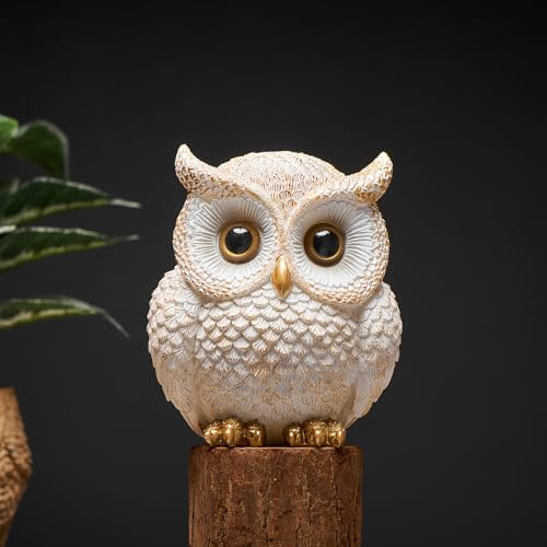 Octdays White Owl Statue Decor for Home Office Living Room