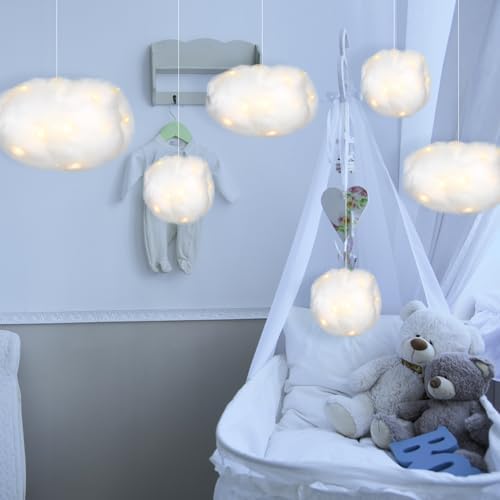 Tatuo 6 Pcs LED Artificial Hanging Clouds Decorations