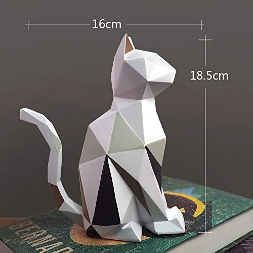 HAUCOZE Geometric Cat Statue Modern Home Decor Figurine