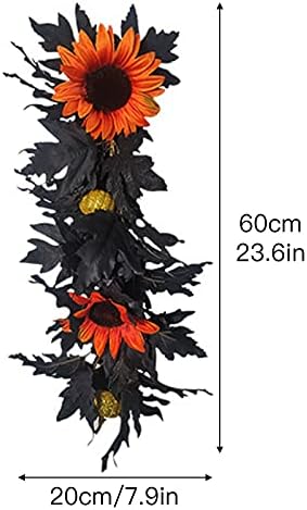 Belupai 24in Black Halloween Floral Swag Wreath