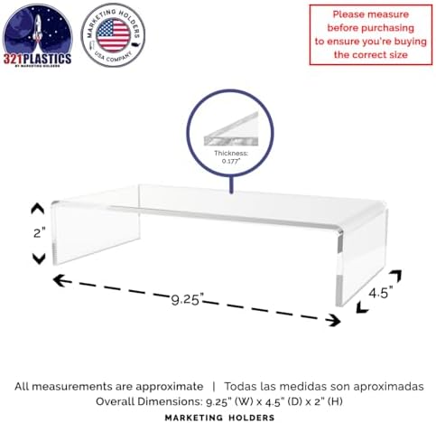 Marketing Holders 4 Pack Acrylic Riser Display Stand Rectangular Clear Showcase for Collectibles