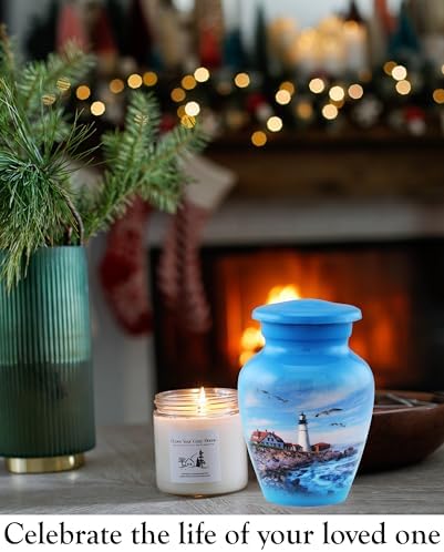 Lighthouse Keepsake Urn for Ashes - Mini Cremation Urn with Premium Case and Bag