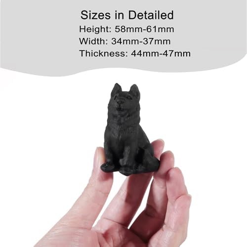 Hand-Carved Black Obsidian German Shepherd Dog Statue