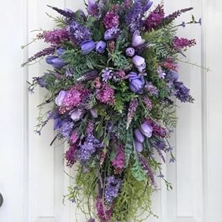 Artificial Purple Lavender Teardrop Door Swag Decor