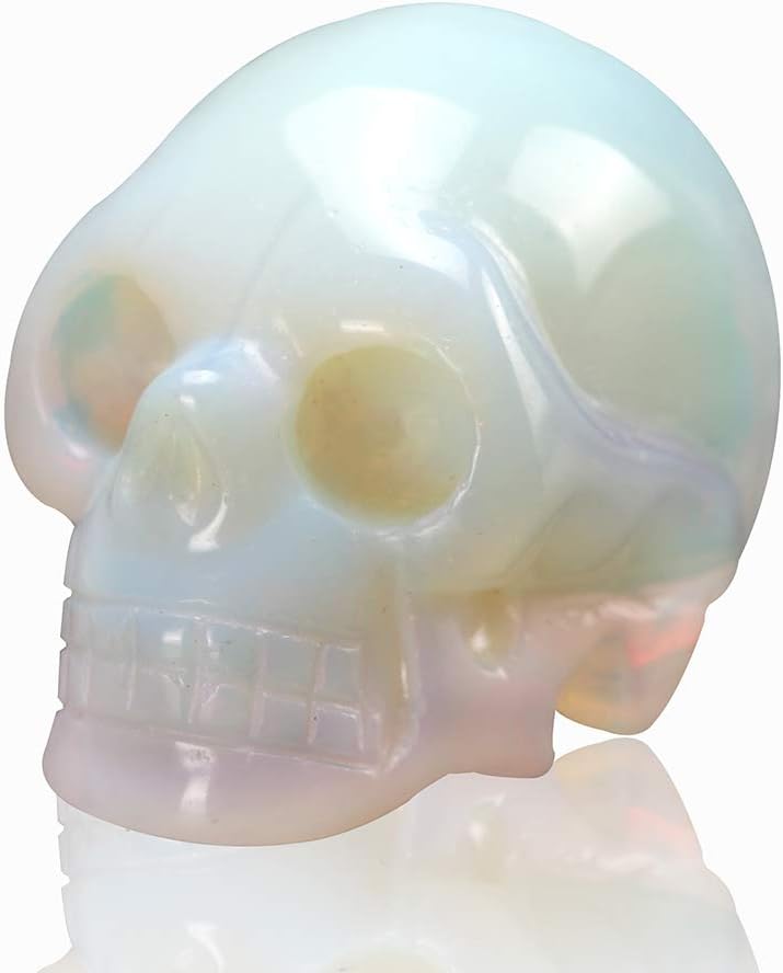 20 Inch Natural Carved Skull Crystal Reiki Healing Stone Statue