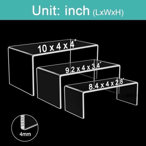 6PCS Acrylic Display Risers 3 Sizes Clear Stand