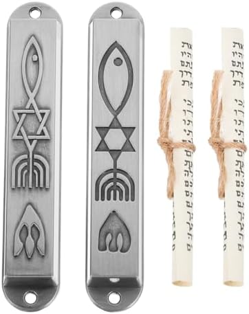 Ciieeo Pewter Mezuzah Case with Scroll for Door