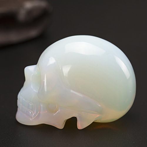 20 Inch Natural Carved Skull Crystal Reiki Healing Stone Statue