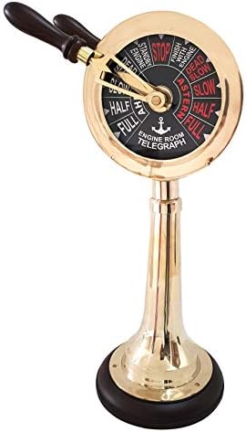 Vintage 21 Inch Brass Ship Telegraph with Wooden Base