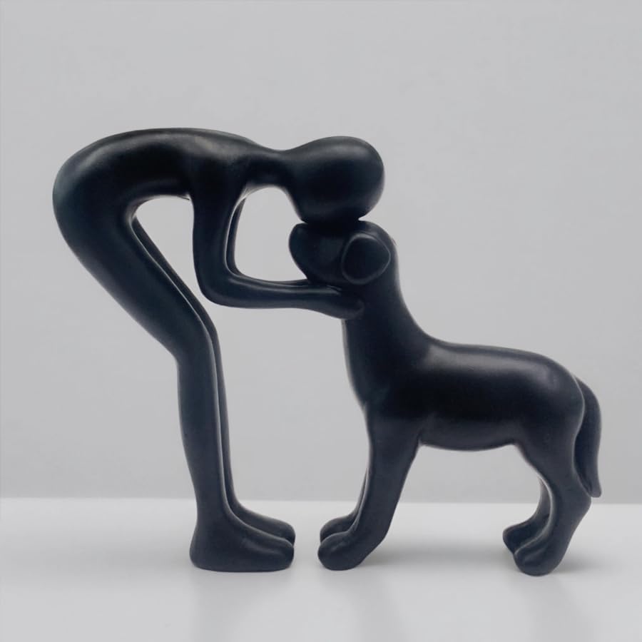Human and Dog Statue Home Decor Cute Pet Sculpture
