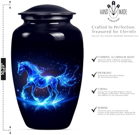 10 Inch Horse Urn for Cremation Ashes - Decorative Burial Urn for Human Remains