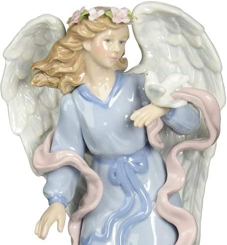 Cosmos 80086 Fine Porcelain Angel Holding Dove Musical Figurine Blue