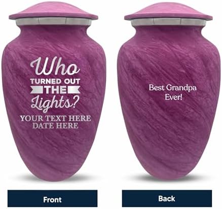 Custom Large Cremation Urn with Funny Design and Name - 200 Cubic Inch Pink