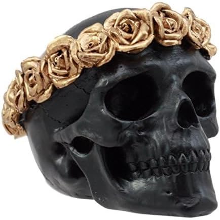 Ebros Gift Day of The Dead Copper Rose Black Skull Figurine 425 Inch