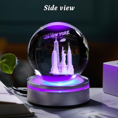 Movdyka 3D Crystal Ball Statue of Liberty Night Light Decor
