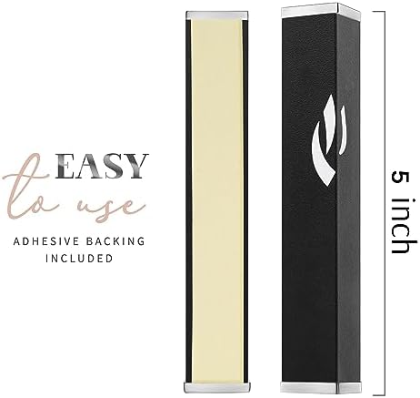 SURI Modern Mezuzah Case with Scroll - Contemporary Door Mezuza in Black Gray