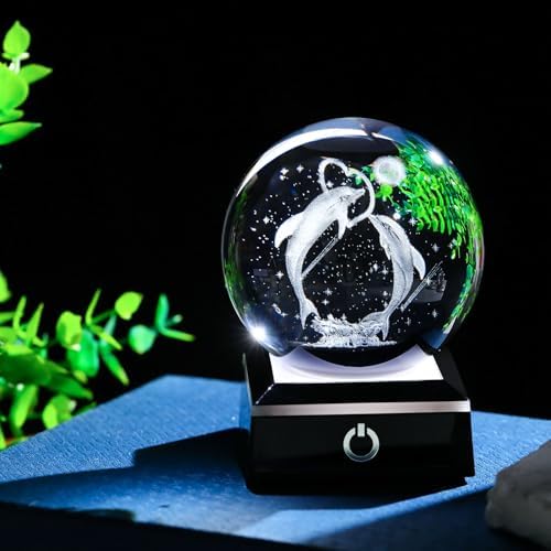 3D Crystal Ball Dolphin Night Light Decor