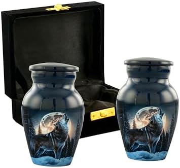 Midnight Wolves Mini Urns Set of 2 - Dark Blue