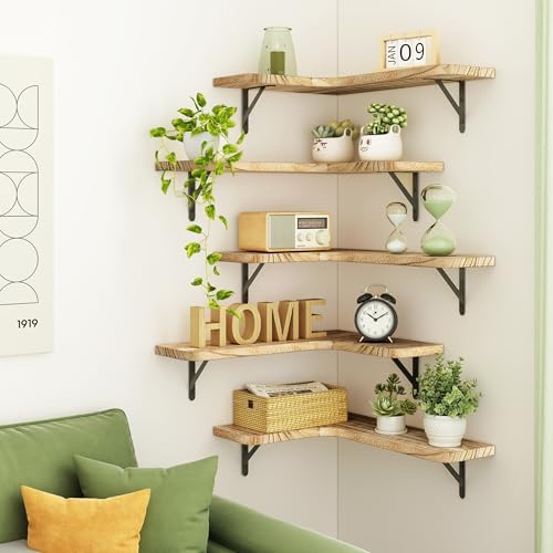 Fixwal Floating Corner Shelves Set of 5 Carbonized Black