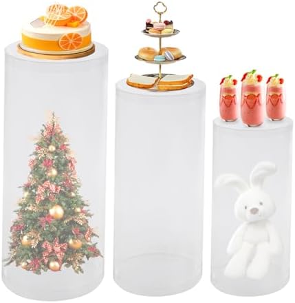 Clear Cylinder Pedestal Stand 3PCS for Wedding Display