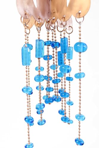 Handmade Copper Jellyfish Mobile with Aqua Blue Glass Beads 1