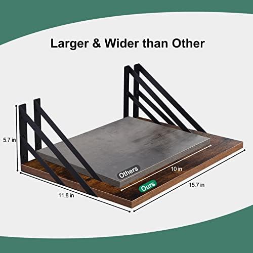 2 Pc Deep Floating Shelves Rustic Brown 12 Inch Deep
