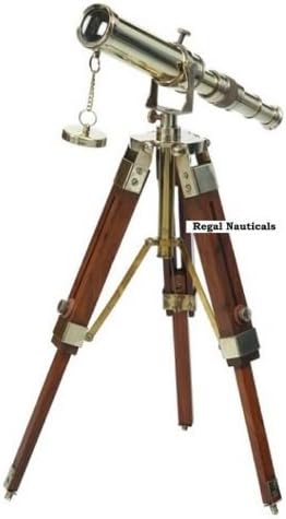 Mahira Nautical Decorative Telescope with Wood Tripod