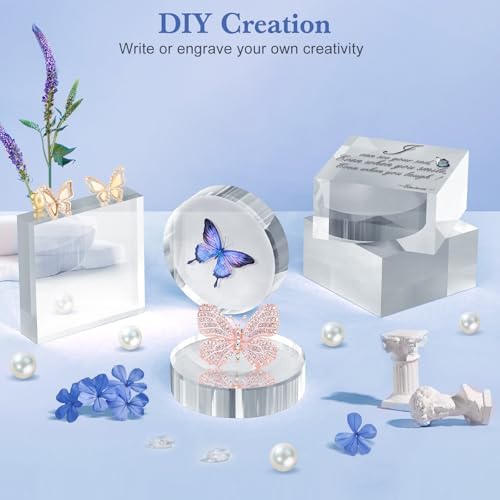 SAMYUCHO Acrylic Display Blocks 3x3x1 Inch 8 Pcs Stand for Jewelry Trophy Props