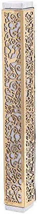 Yair Emanuel Lasercut Pomegranate Mezuzah - Gray with Gold Overlay 1