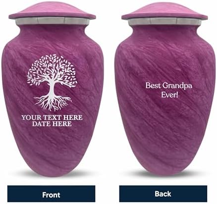 Custom Large Adult Cremation Urn - Pink Name and Tree of Life Design