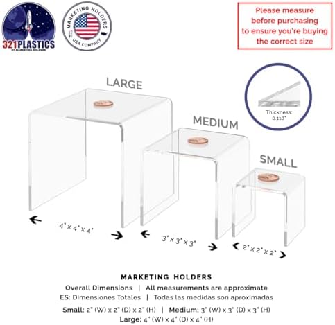 2 Pack Acrylic Riser Display Stands for Jewelry Collectibles