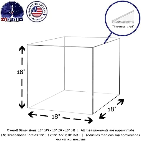 Acrylic Display Riser 18 Inch Tall Square Box Showcase
