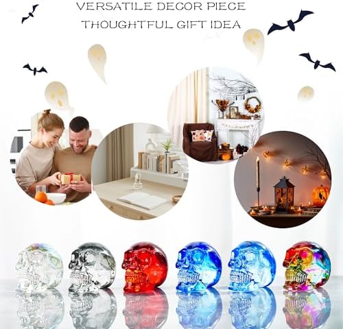 3 Inch Multi-Color Crystal Skull Statue for Home Decor