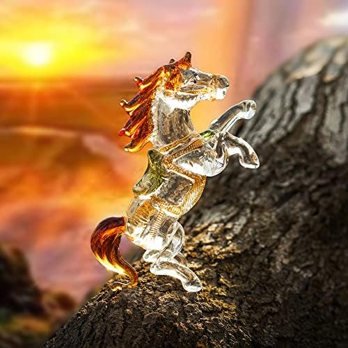 HD Hyaline Dora Crystal Butterfly with Ball Base and Standing Horse Figurine Collectible Decoration