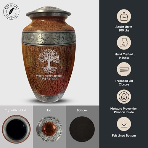 Personalized Cremation Urn - Custom Engraved Tree of Life Design