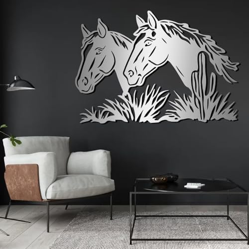 ENJOYOO Metal Horse Wall Art 24x16in White Wall Sculpture