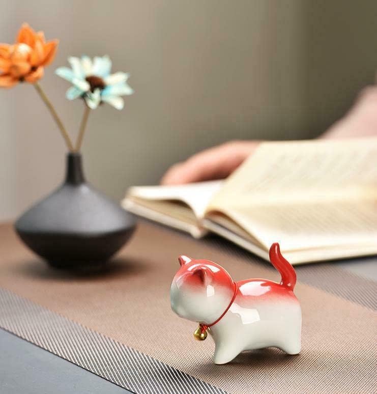 EatingBiting Ceramic Tea Pet Cute Lucky Cat Ornament