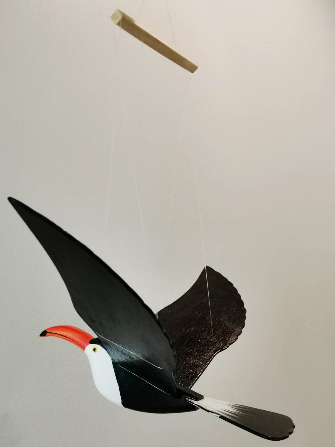 WitnyStore Wooden Bird Mobile 24 Inch Handmade Flapping Wing Decor